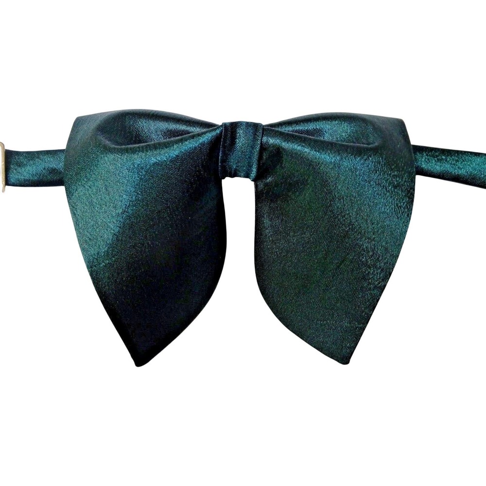 Dark Green Floppy Bow Tie Adjustable Satin Pre-Tied Formal Uniform Neckwear